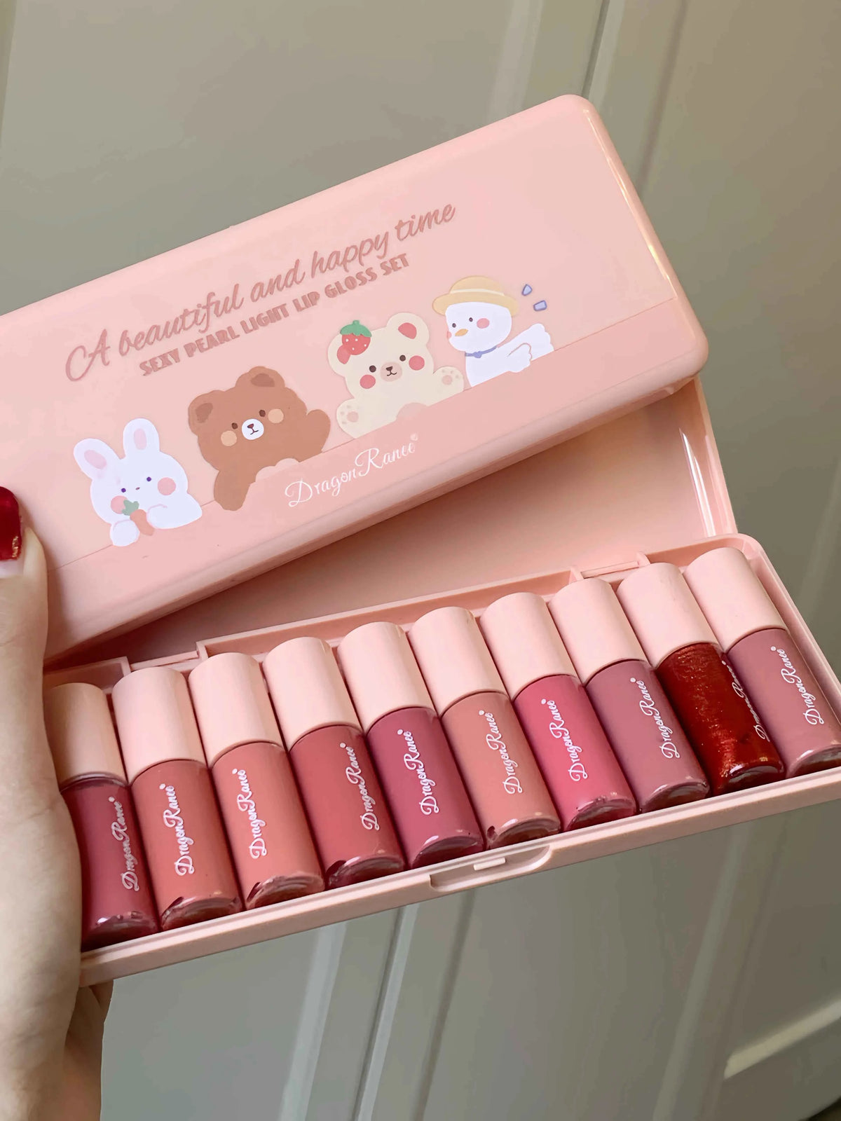10Pcs Glitter Moisturizing Lip Gloss Set - Non-Stick Mixed Color Palette for All Skin Types