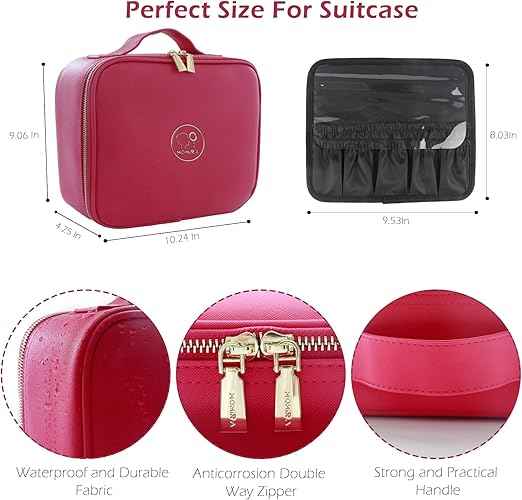 MOMIRA Travel Makeup Bag – Beige | حقيبة مكياج للسفر سعة كبيرة مقاومة للماء