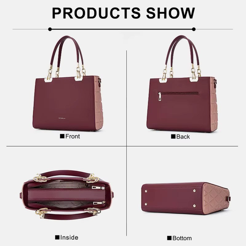 CHRISBELLA Elegant Quilted Side Tote Bag + Matching Wallet Set - Ultra Trendy