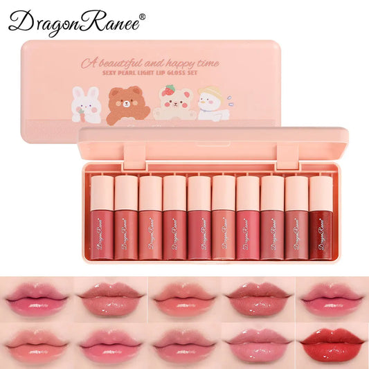 10Pcs Glitter Moisturizing Lip Gloss Set - Non-Stick Mixed Color Palette for All Skin Types - Ultra Trendy