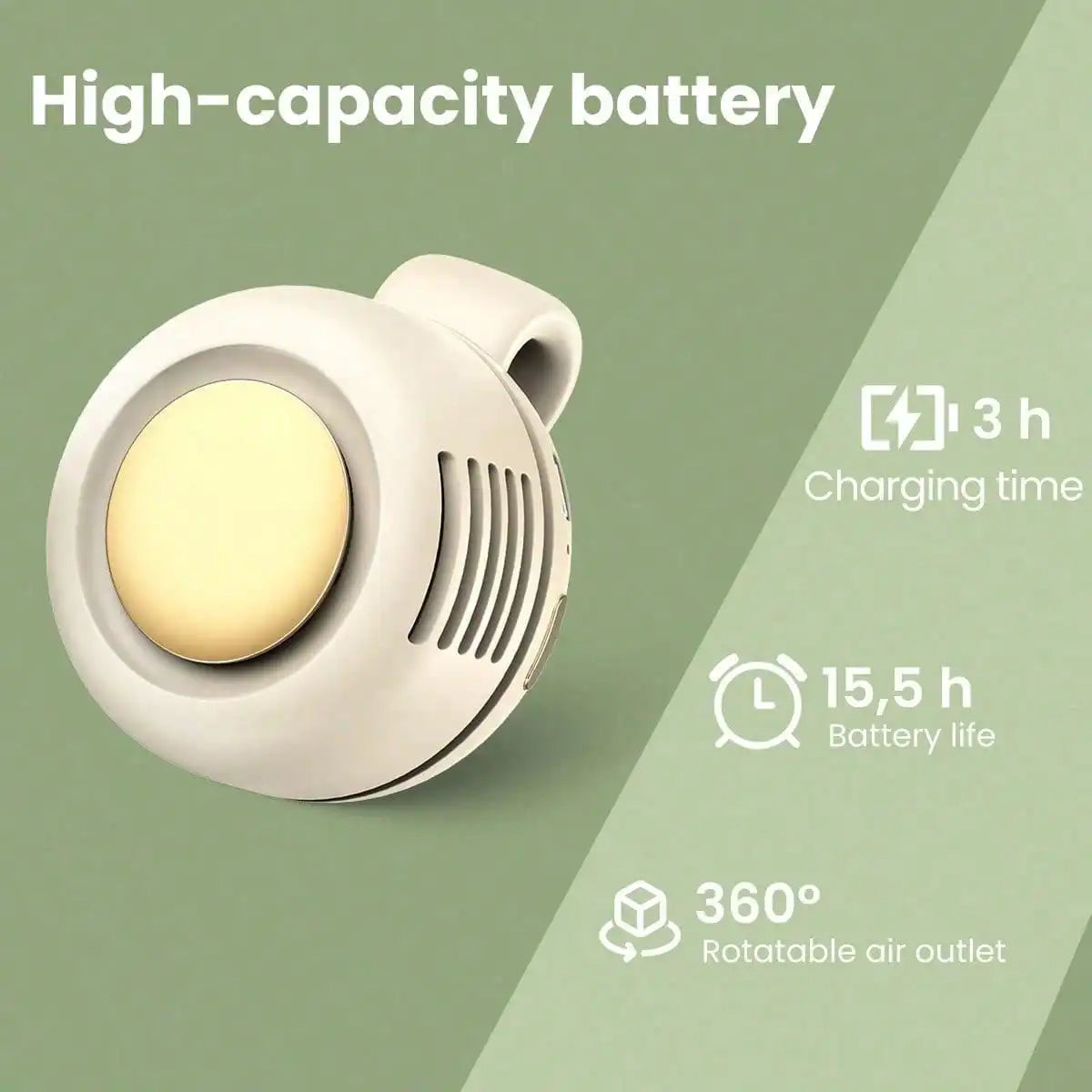 Portable Silent Mini Bladeless Electric Fan, Clip On Fan For Shirt, 3 Speeds Hands-Free Neck Fan, Suitable For Outdoor, Travel & Office - Ultra Trendy