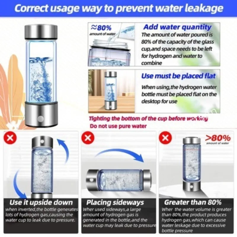 Portable Hydrogen Water Cup – USB Rechargeable Electrolysis Bottle - Ultra Trendy