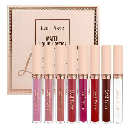 Set of 8 Liquid Matte Lipsticks - Long-Wear, Waterproof, Cup-Proof