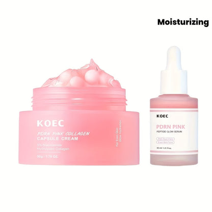 PDRN Pink Glow Serum + Cream with Collagen, Niacinamide And Peptide, Hydrating, Moisturizing and Firming, Uneven Skin Tone