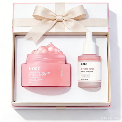 PDRN Pink Glow Serum + Cream with Collagen, Niacinamide And Peptide, Hydrating, Moisturizing and Firming, Uneven Skin Tone