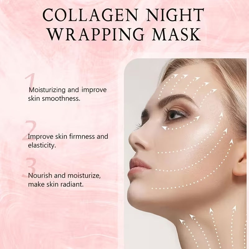 Collagen Night Mask with Brush – Elasticity, Glass Skin Korean Skin Care Formula with Hydrolyzed Collagen, Niacinamide & Vitamin C