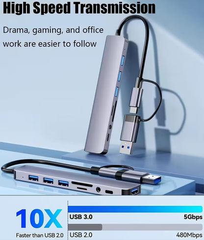 10-in-1 USB-C Hub – Multi-Port Docking Station with SD/TF Card Reader