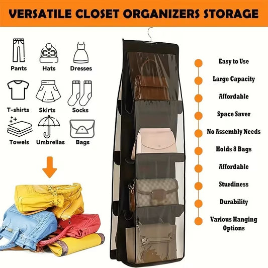 Multi-Layer Handbag Organizer, Foldable Hanging Closet Storage Rack