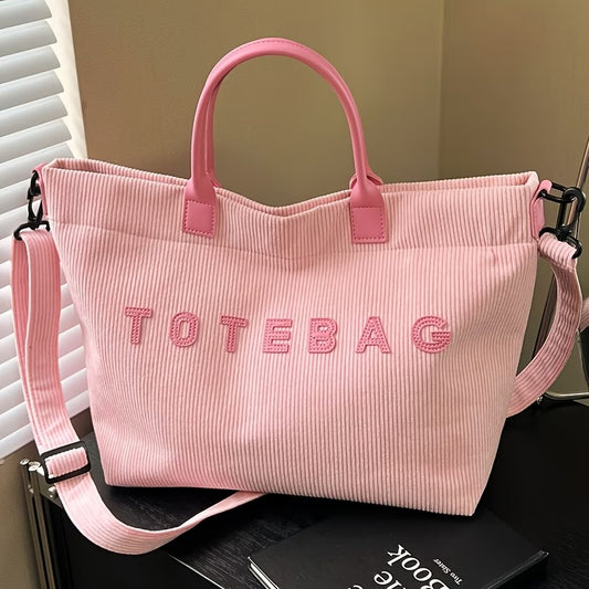 Corduroy Plush Fluffy Women's Tote Bag – Large Capacity Crossbody with Detachable Strap