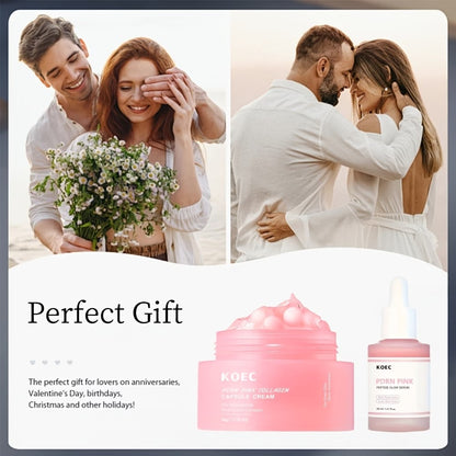 PDRN Pink Glow Serum + Cream with Collagen, Niacinamide And Peptide, Hydrating, Moisturizing and Firming, Uneven Skin Tone