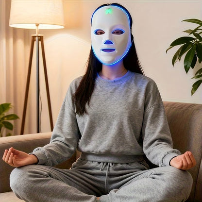 7-Color LED Light Therapy Facial Mask - Salon Grade Quality Facial And Neck Care Beauty Instrument, USB Rechargeable
