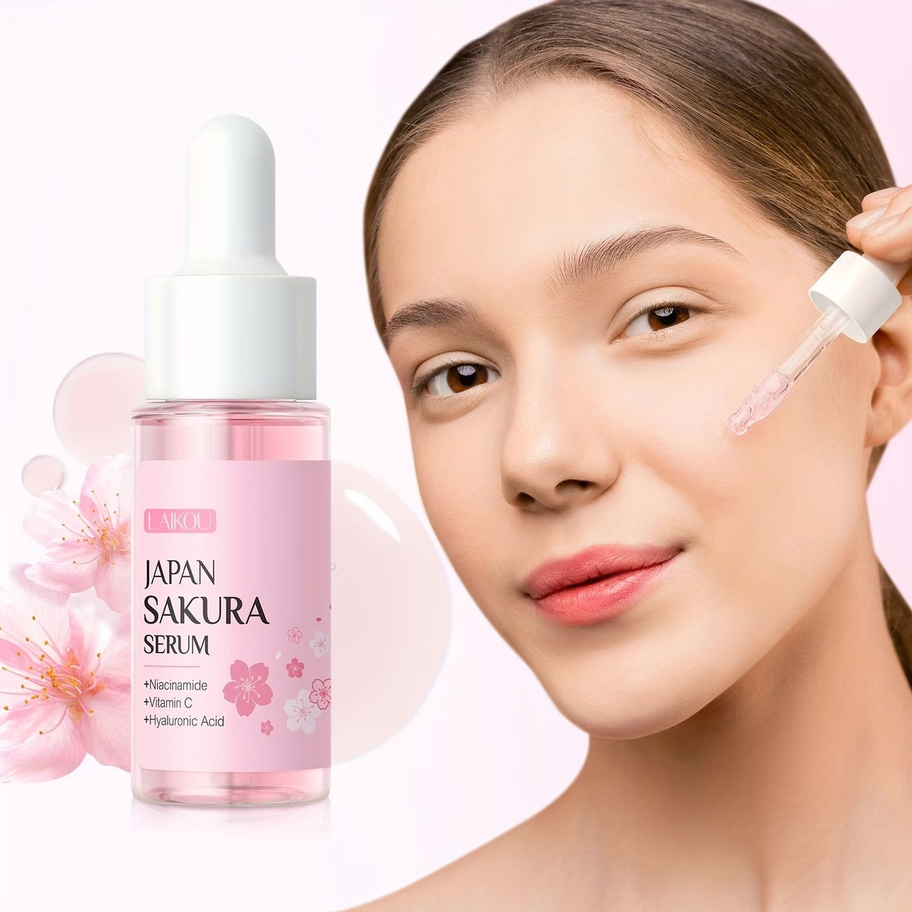 JAPAN Sakura Skincare 6-Piece Set – Serum, Cleanser, Toner & Sun Cream with Vitamin C & Niacinamide
