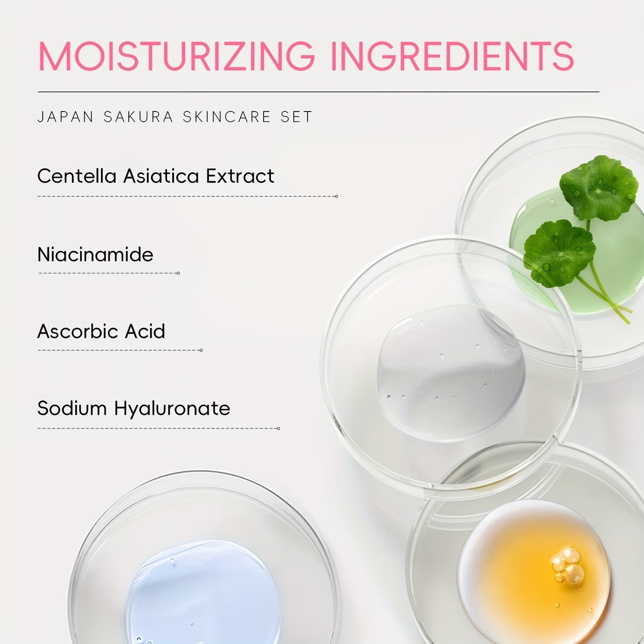JAPAN Sakura Skincare 6-Piece Set – Serum, Cleanser, Toner & Sun Cream with Vitamin C & Niacinamide