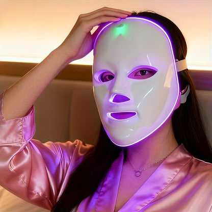 7-Color LED Light Therapy Facial Mask - Salon Grade Quality Facial And Neck Care Beauty Instrument, USB Rechargeable