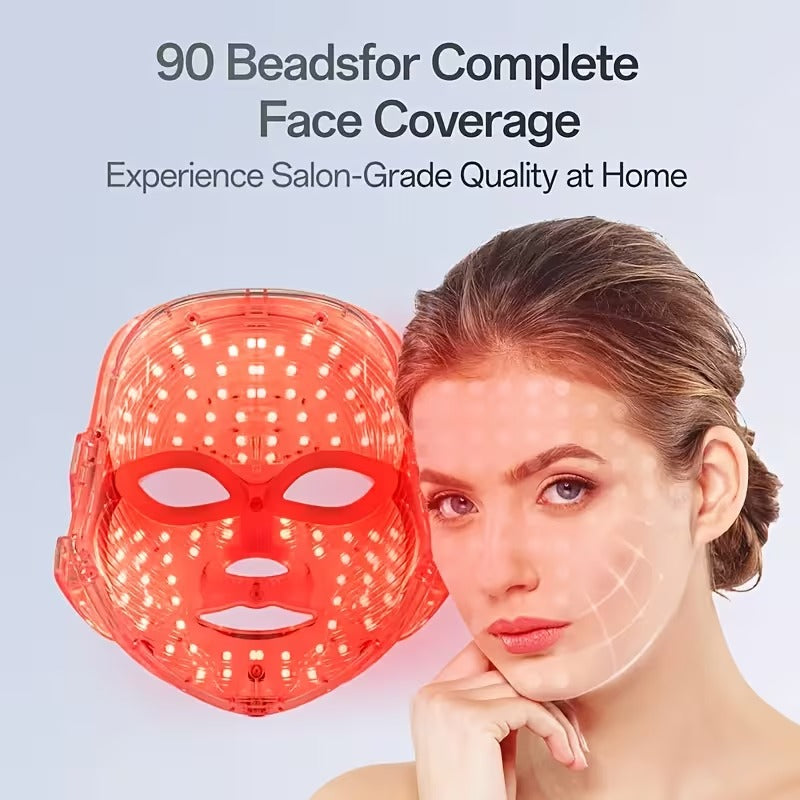 7-Color LED Light Therapy Facial Mask - Salon Grade Quality Facial And Neck Care Beauty Instrument, USB Rechargeable