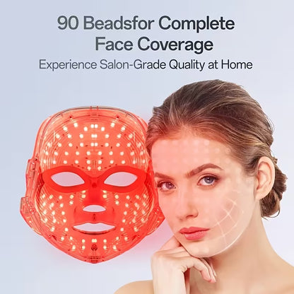 7-Color LED Light Therapy Facial Mask - Salon Grade Quality Facial And Neck Care Beauty Instrument, USB Rechargeable