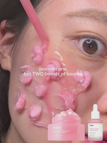 PDRN Pink Glow Serum + Cream with Collagen, Niacinamide And Peptide, Hydrating, Moisturizing and Firming, Uneven Skin Tone