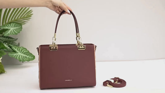 CHRISBELLA Elegant Quilted Side Tote Bag + Matching Wallet Set