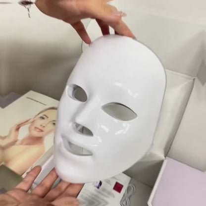 7-Color LED Light Therapy Facial Mask - Salon Grade Quality Facial And Neck Care Beauty Instrument, USB Rechargeable